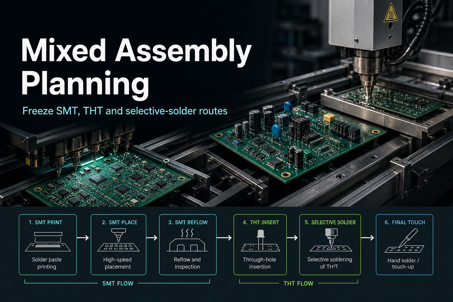 Mixed Assembly Planning: How to Freeze the SMT, THT, and Selective Route