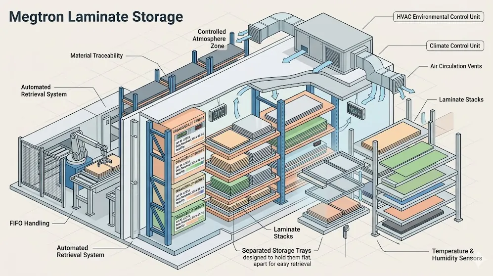 Megtron laminate storage