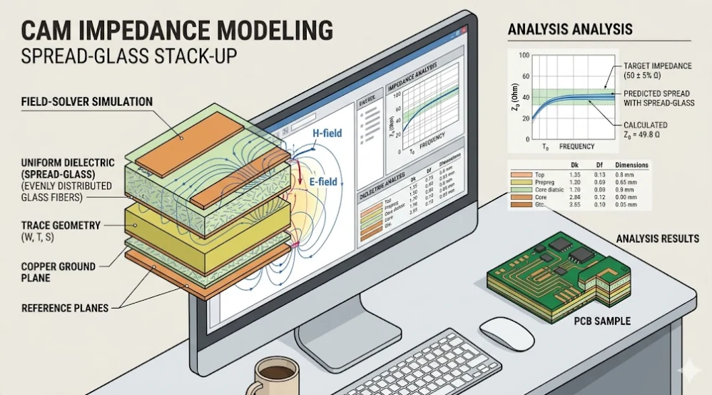 Spread-glass CAM and stack-up modeling