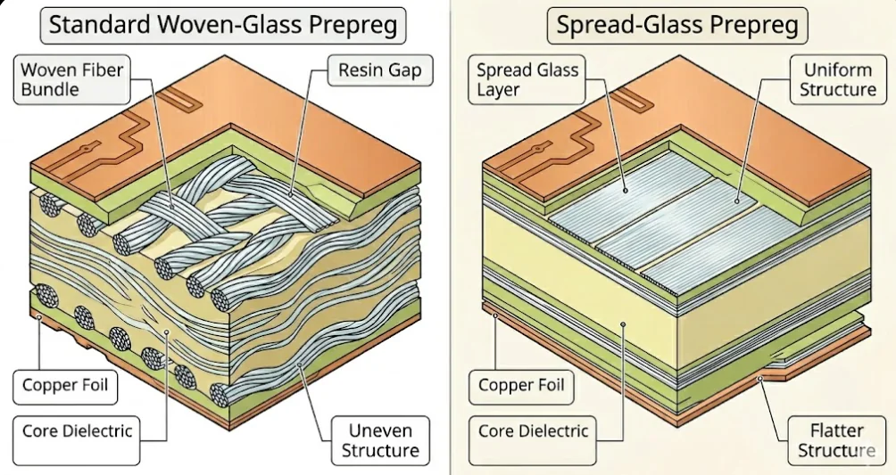 Spread-glass weave comparison
