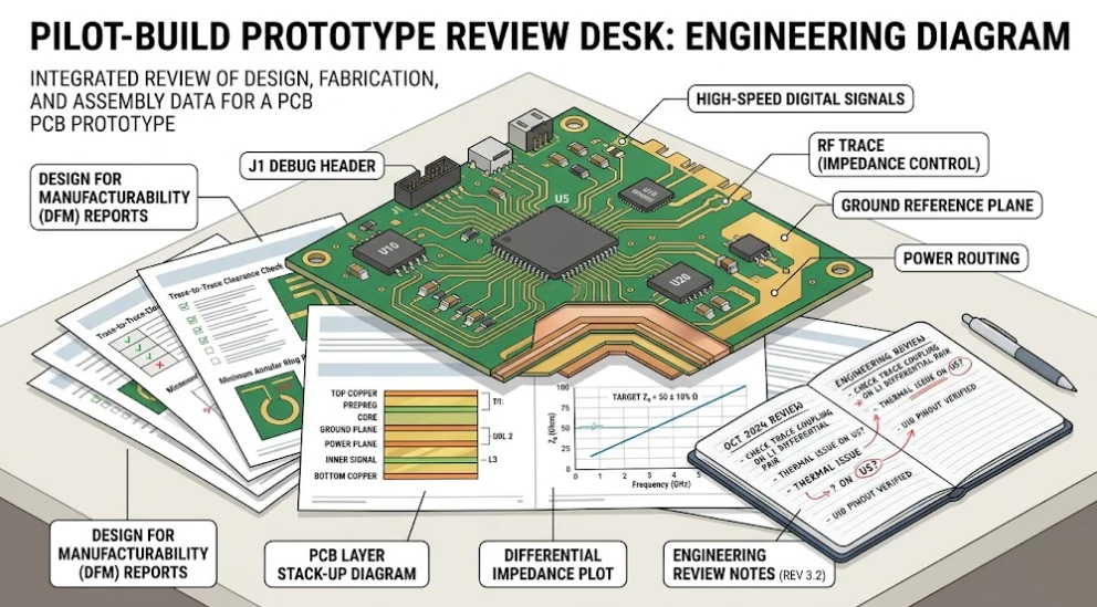 AOI machine scanning a PVT small batch PCB panel
