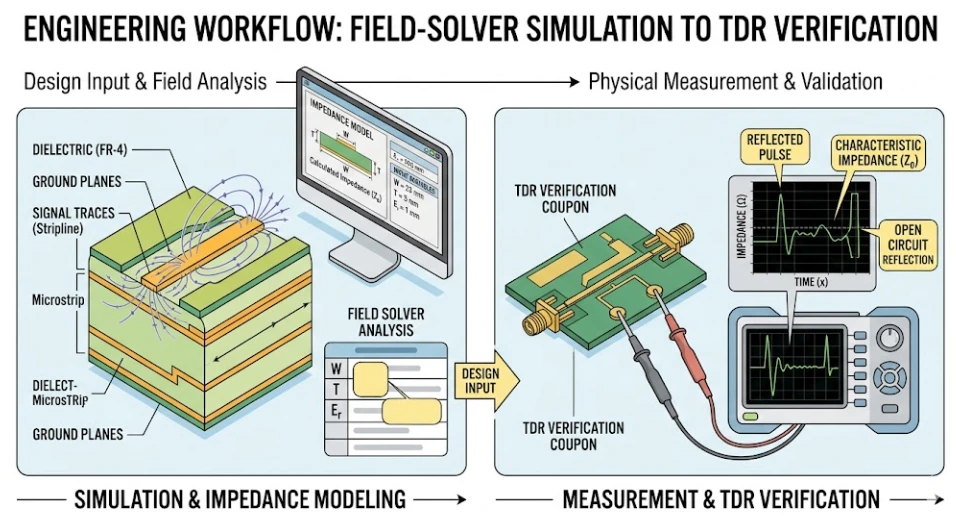 Field-solver simulation and TDR verification workstation